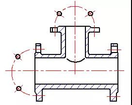 Método de dibujo simplificado de distribución uniforme de agujeros en el reborde cilíndrico